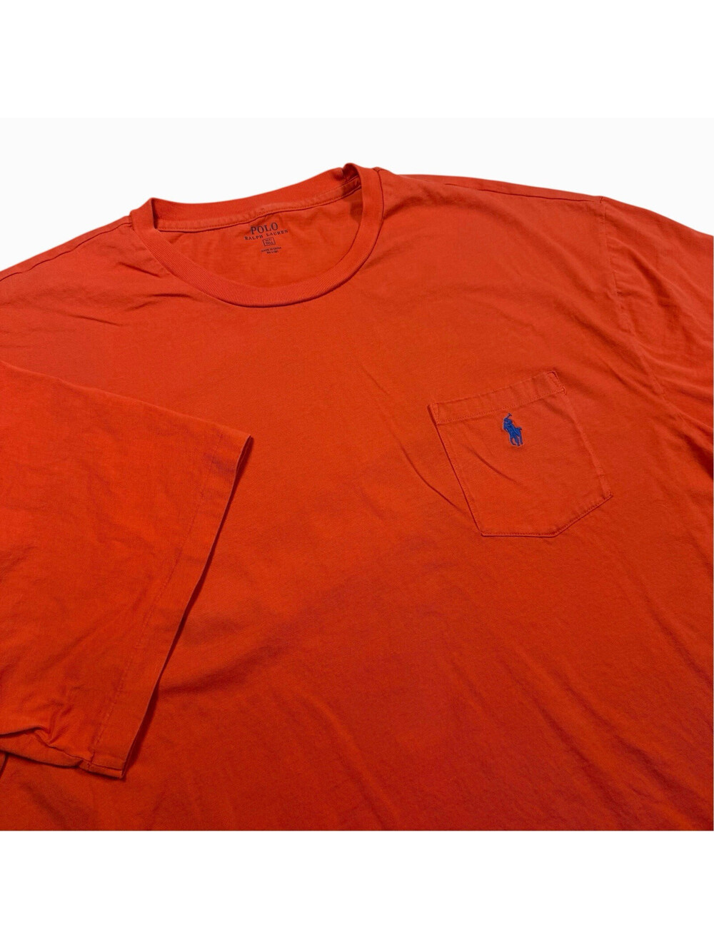 Polo Ralph Lauren Men's Coral Red Pocket Tee Polo Pony Logo Crew Neck XLT Tall